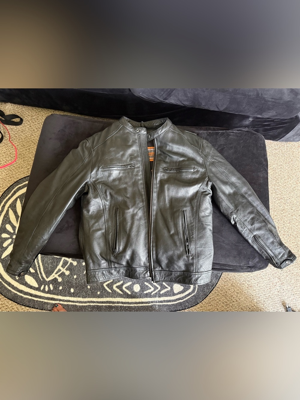 Daniel Smart Men’s Genuine Black Leather Jacket - Medium